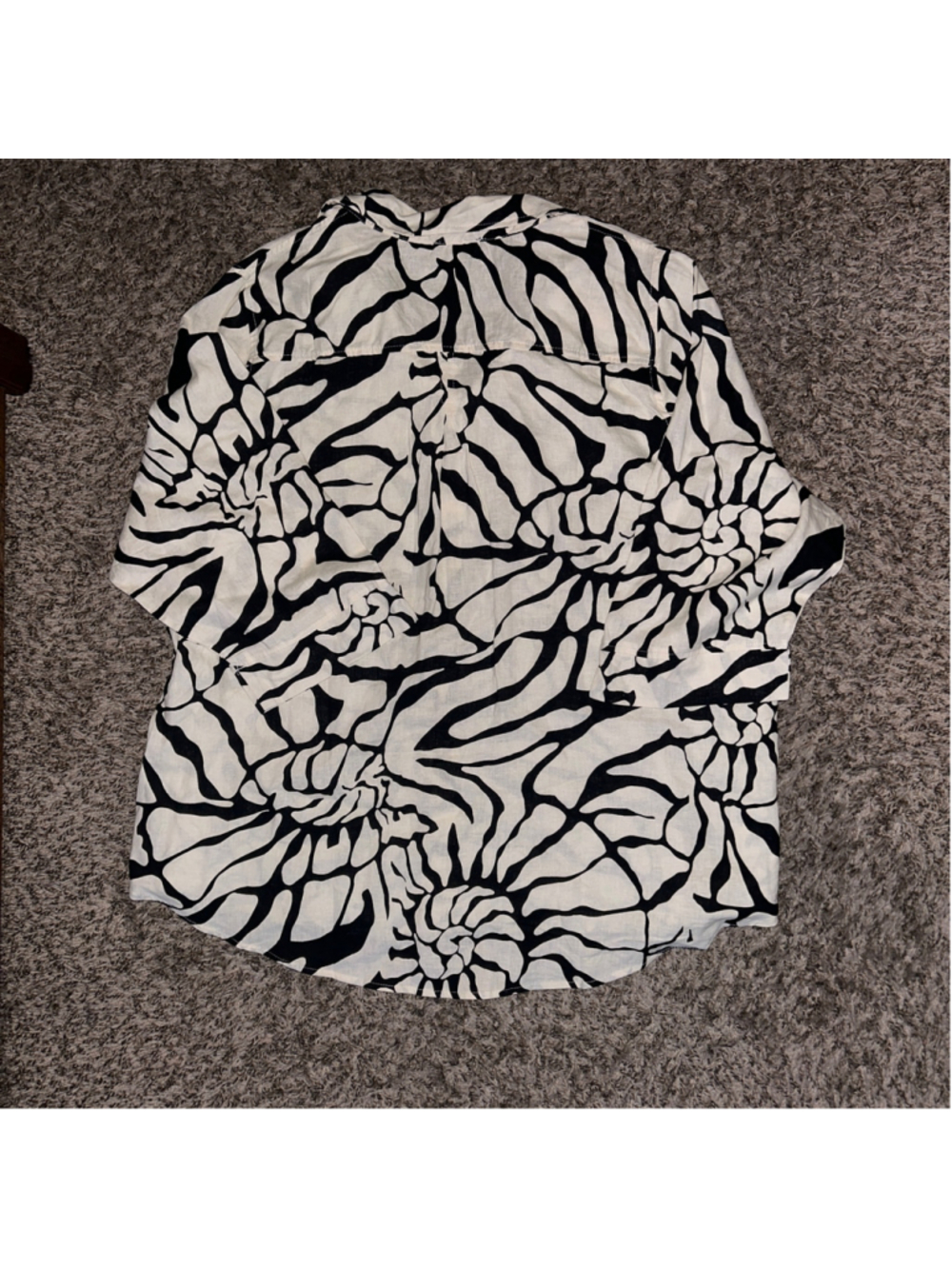 Women's Rachel Zoe Linen Blend Button Down Shirt 3X White Black Abstract Print - Picture 4 of 4